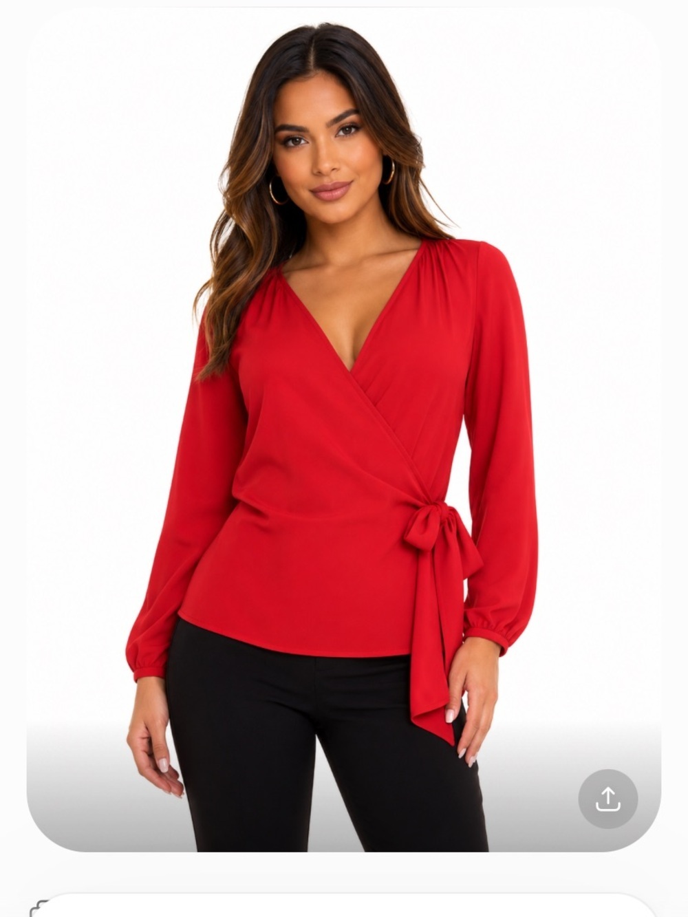 Trina Turk Scarlet Red Wrap Tie Blouse